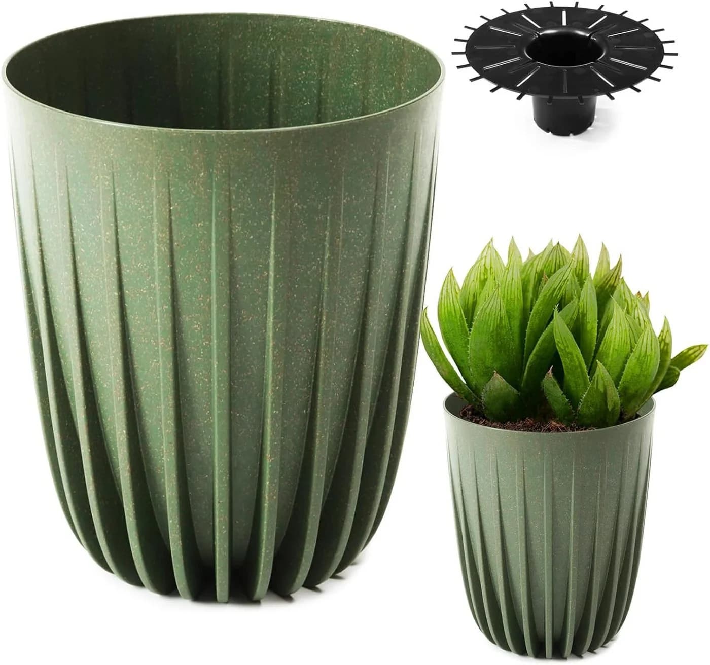 KONZEPT Hoher Blumentopf mit Drainagesystem Grün - Bild 2