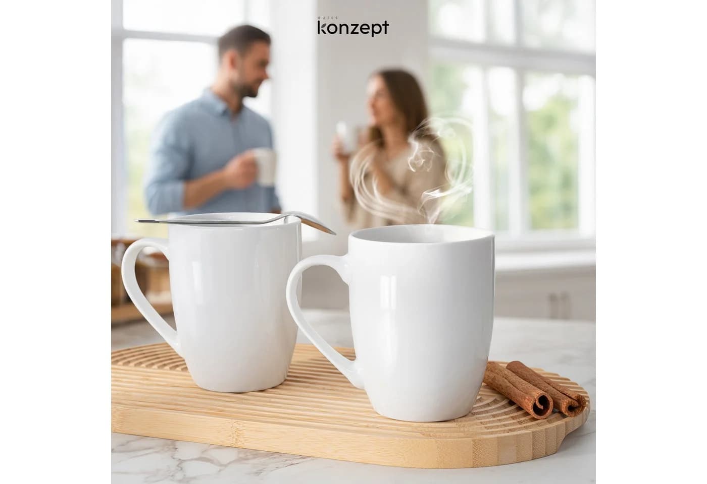 KONZEPT Kaffeebecher Set 6-tlg. Weiß Porzellan 300ml