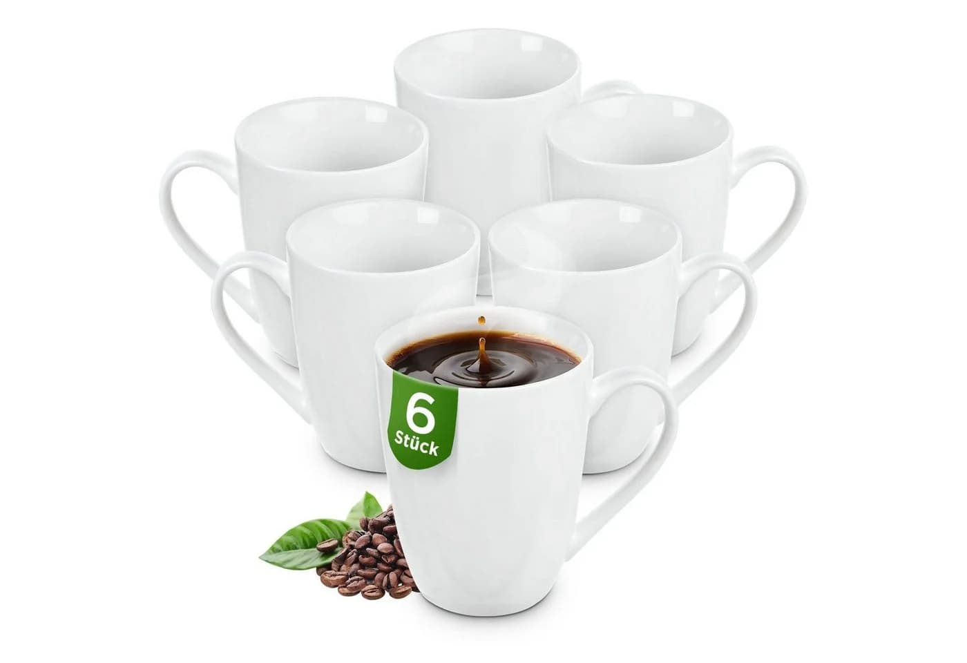KONZEPT Kaffeebecher Set 6-tlg. Weiß Porzellan 300ml - Bild 2