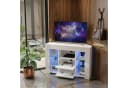 Dripex TV-Schrank Eckschrank Lowboard LED Weiß Hochglanz Bild 3