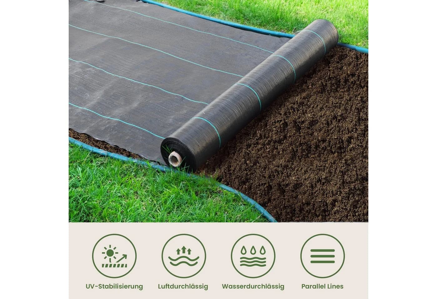 OUNUO Unkrautvlies 90g/m² Schwarz 4x10m Rolle UV-stabilisiert
