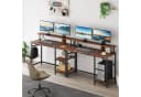 YOLEO Computertisch mit Monitorständer und Regal Braun/Schwarz Bild 3