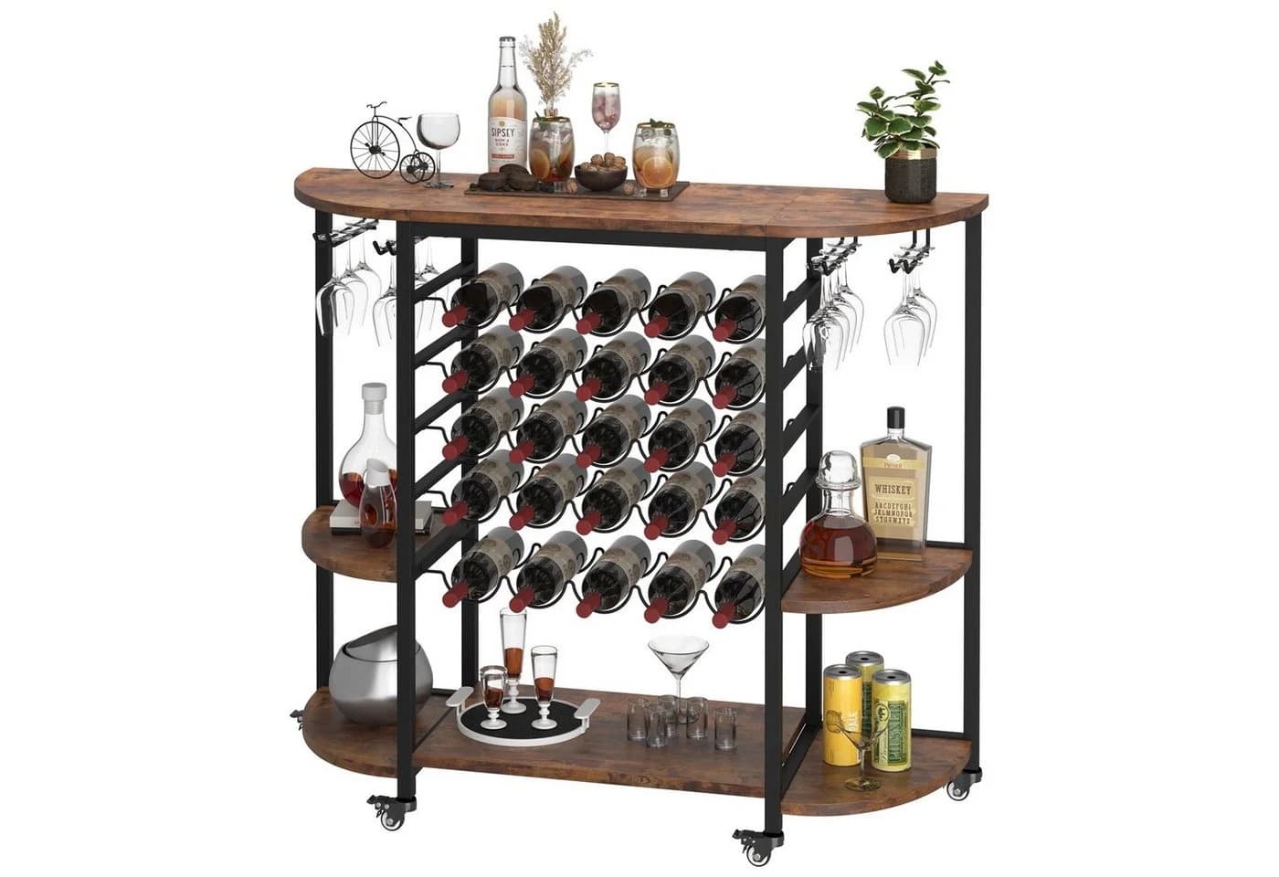 Dripex Weinregal 25 Flaschen mit Tischplatte & Rollen - Bild 2