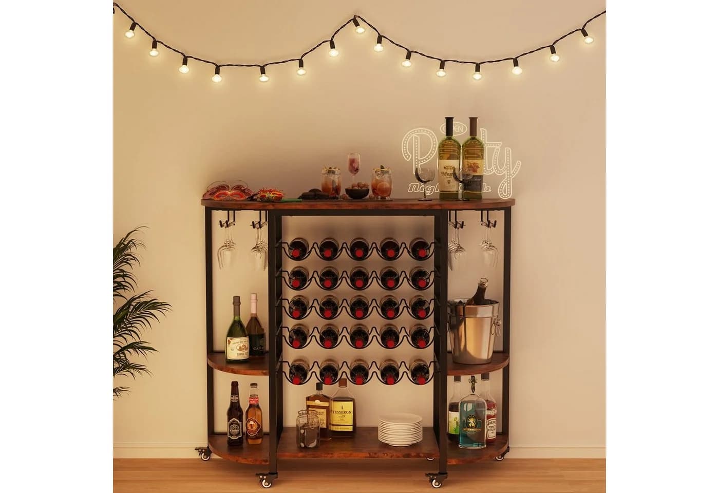 Dripex Weinregal 25 Flaschen mit Tischplatte & Rollen - Bild 3