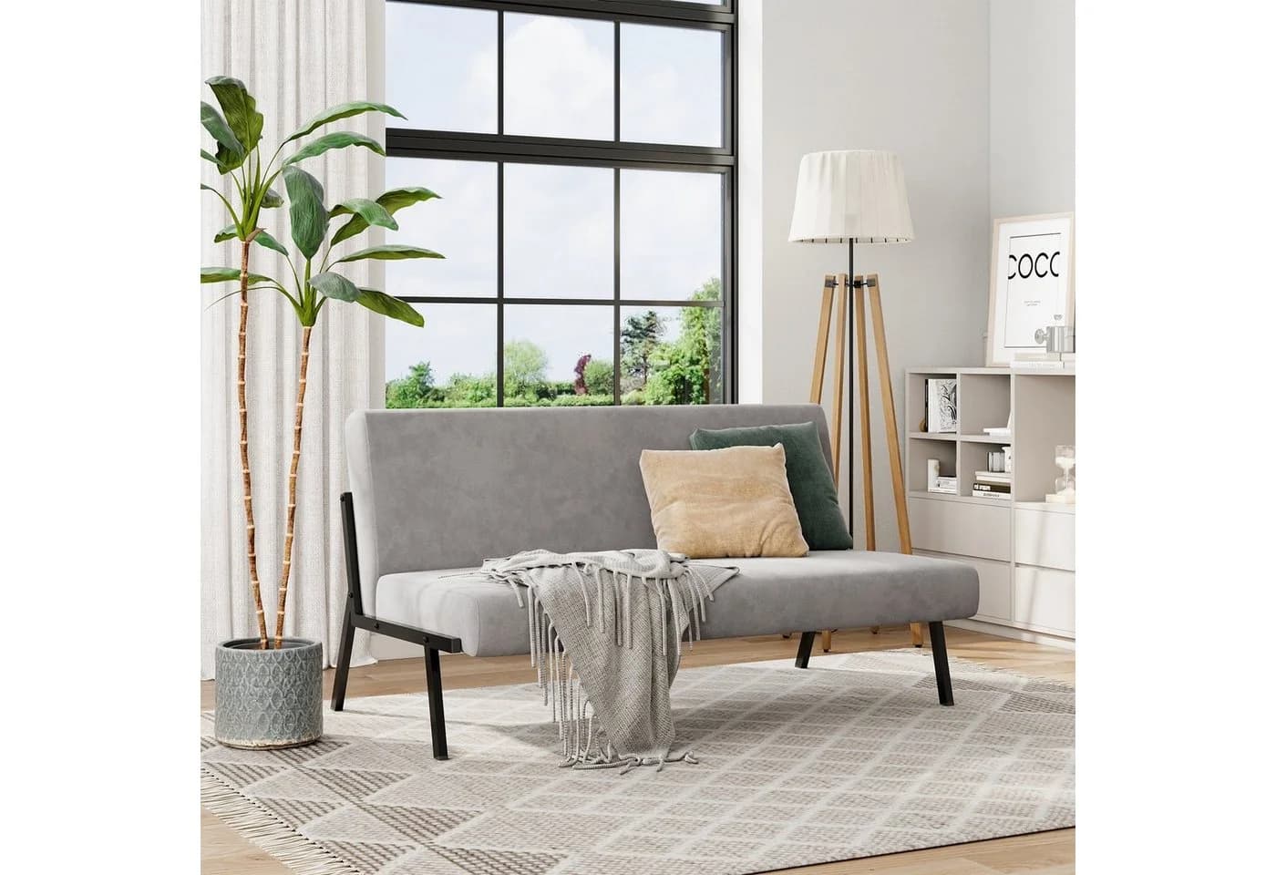 YOLEO 2-Sitzer Sofa Modern Grau Stoff Metallrahmen - Bild 4