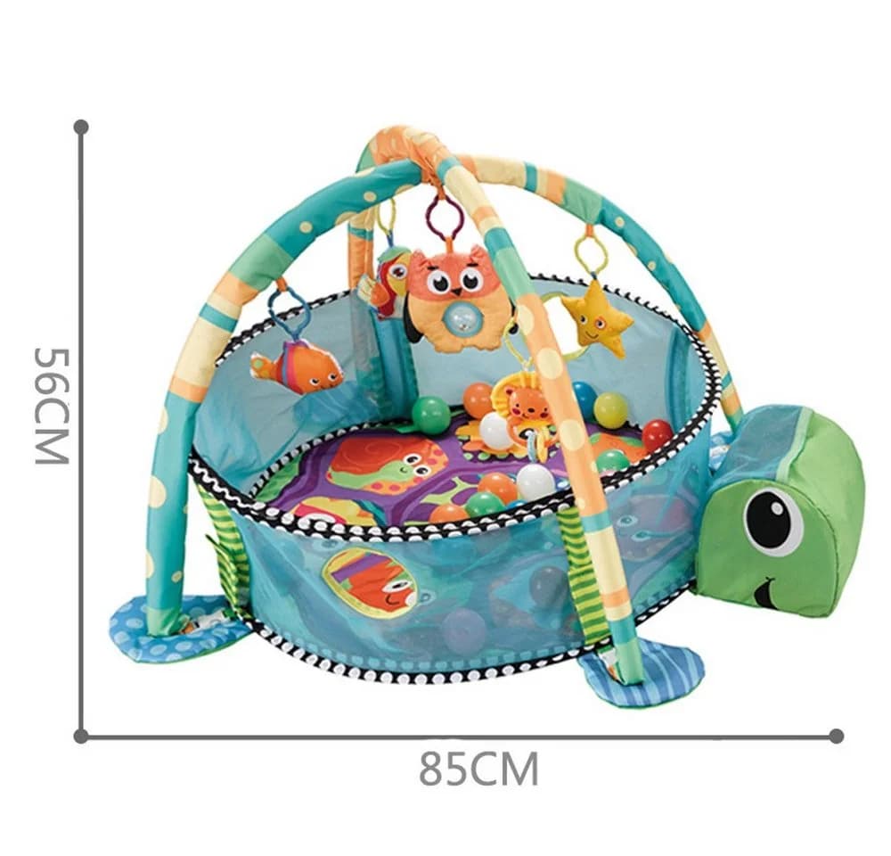 Krabbeldecke 3 in 1 Schildkröte Erlebnisdecke Spielbogen mit 30 Bällen, Dripex
