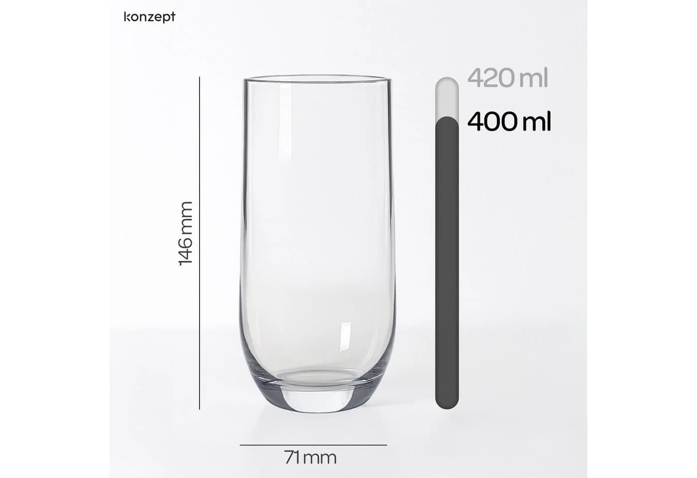KONZEPT Longdrinkgläser Set 400ml Transparent Spülmaschinenfest - Bild 3