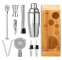 YMQHBS Cocktail Shaker Set 10-tlg. Edelstahl mit Bambus-Ständer Bild 1