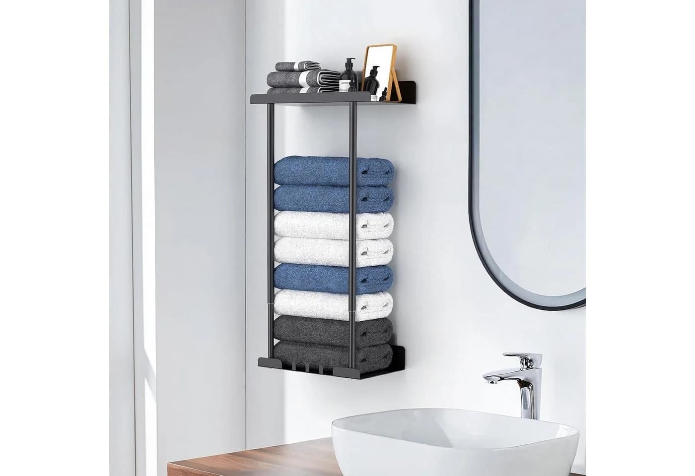 Rhein Beleuchtung Duschregal Ausziehbarer Badetuchhalter 38-75cm