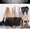 Rhein Beleuchtung 43-tlg. Silikon Kochbesteck-Set mit Holzgriff Schwarz Bild 1