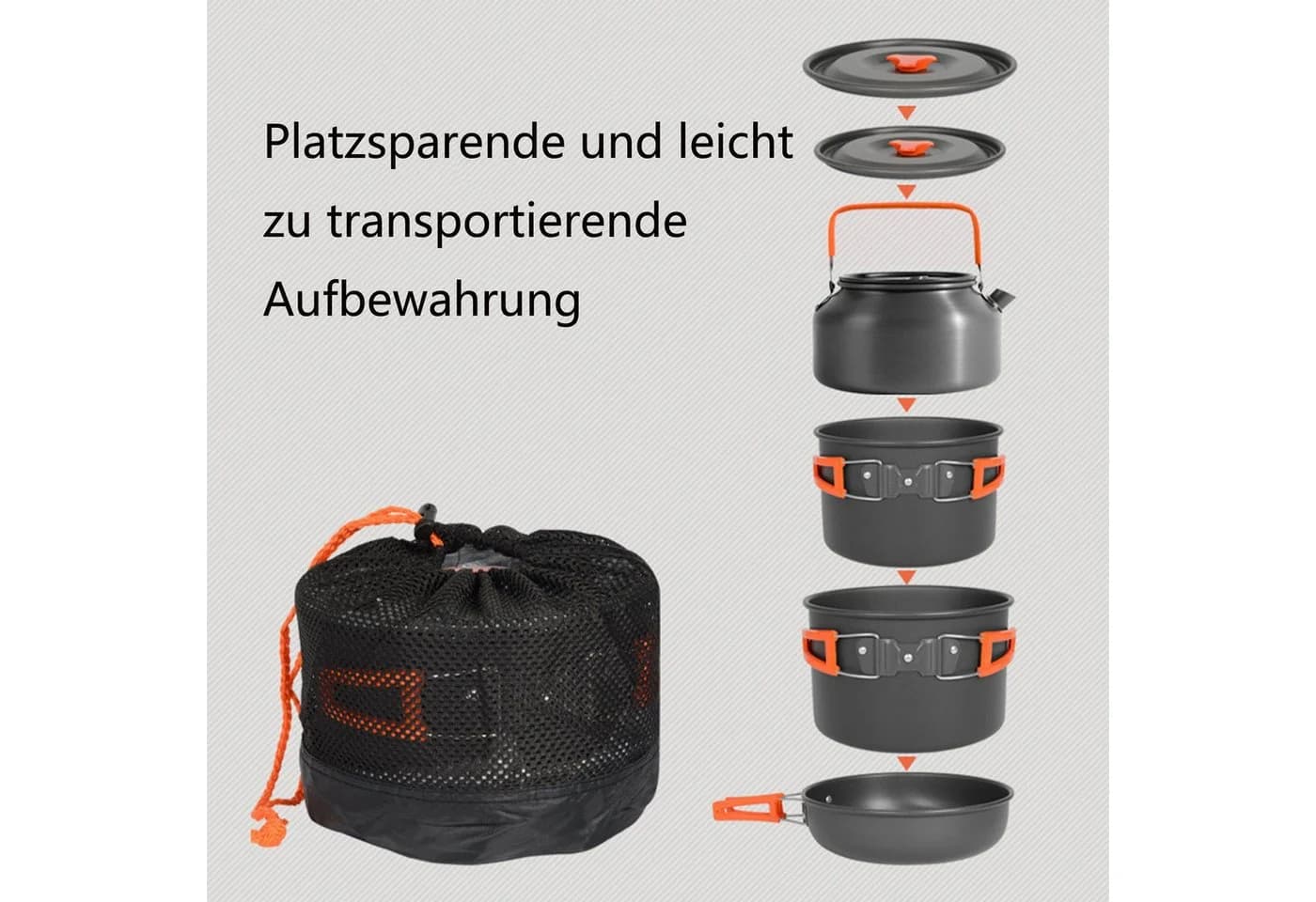 PFCTART Camping Kochgeschirr Set 16-tlg. Aluminium Grau