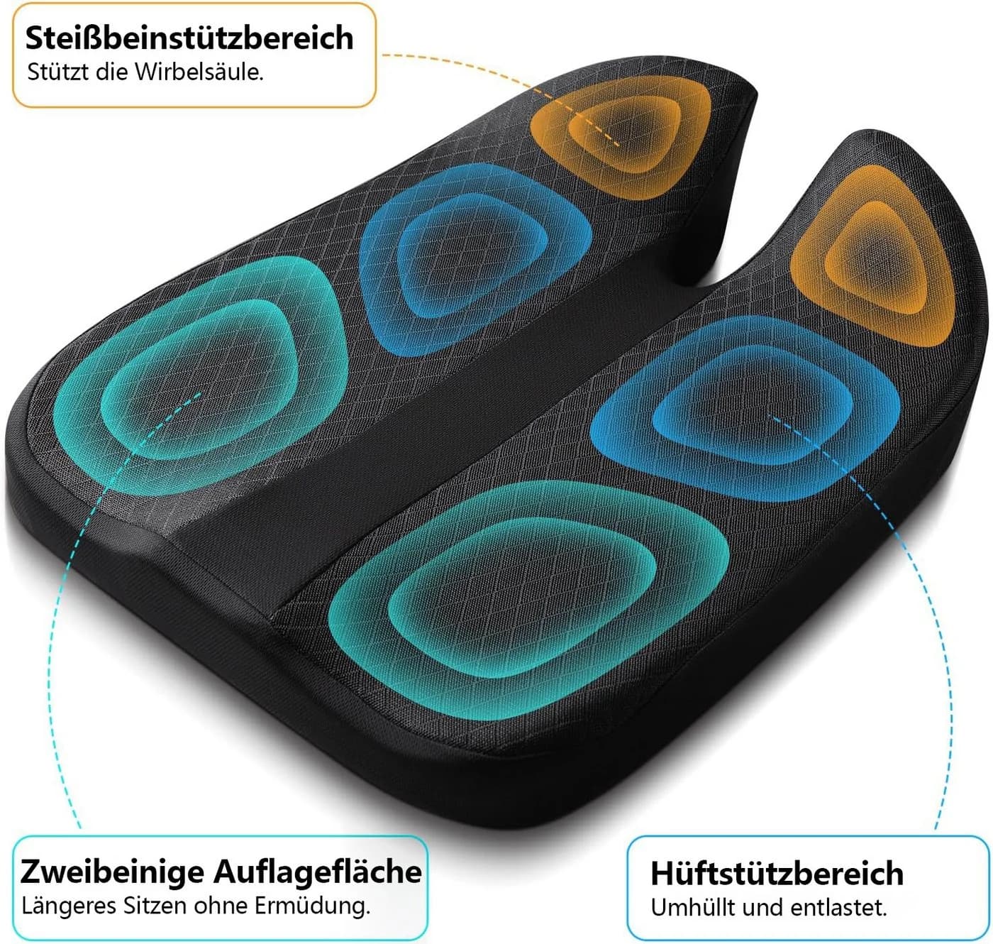 Rhein Beleuchtung Steißbeinkissen Schwarz Memory-Schaum