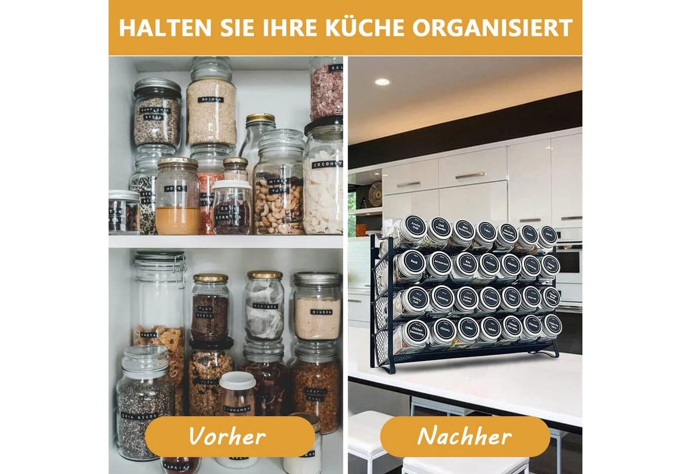 Rhein Beleuchtung 4-stufiges Gewürzregal Schwarz mit 28 Gläsern