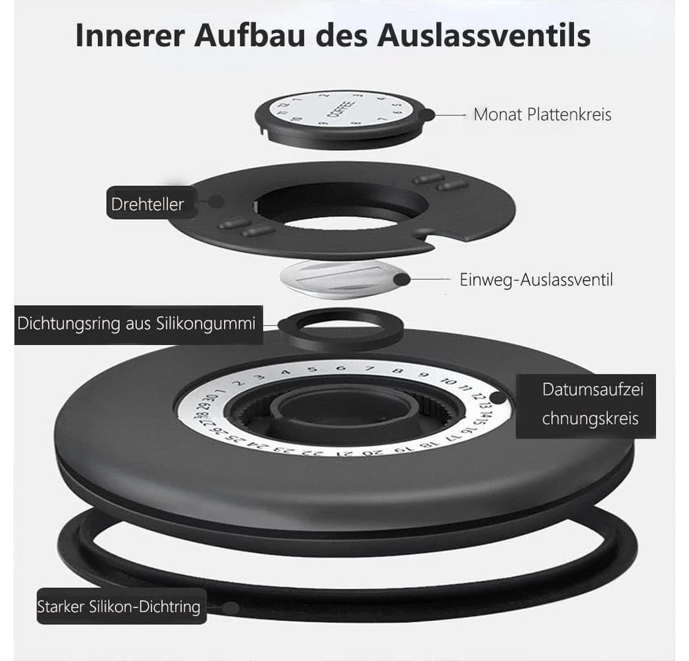 Rhein Beleuchtung Kaffeedose luftdicht mit Datumsmarkierung Edelstahl - Bild 4