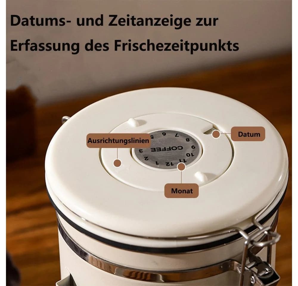 Rhein Beleuchtung Kaffeedose luftdicht mit Datumsmarkierung Edelstahl - Bild 5