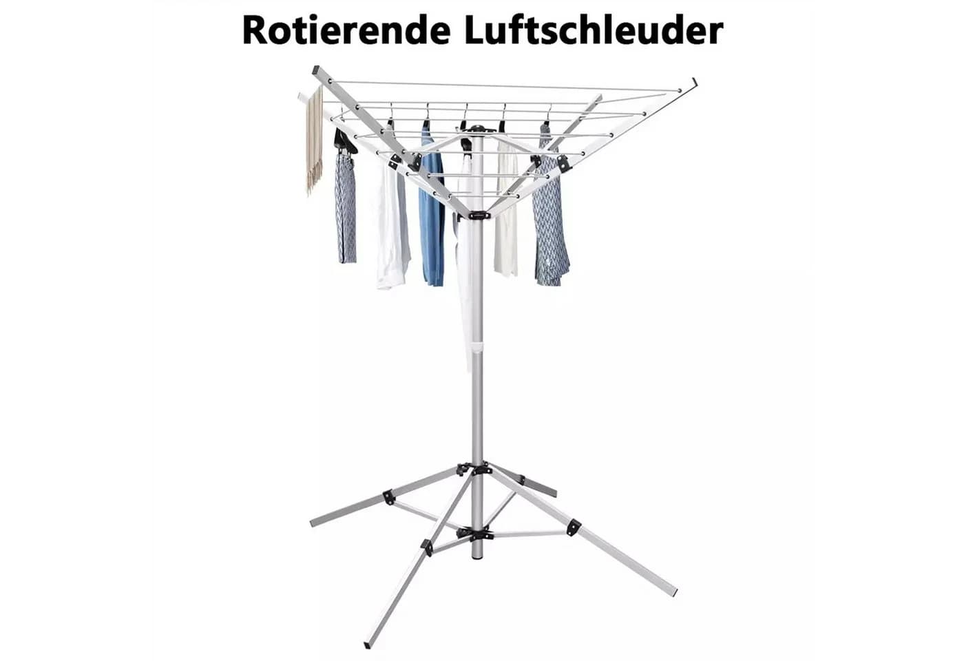 Rhein Beleuchtung Faltbarer Wäscheständer 4 Arme Aluminium - Bild 3