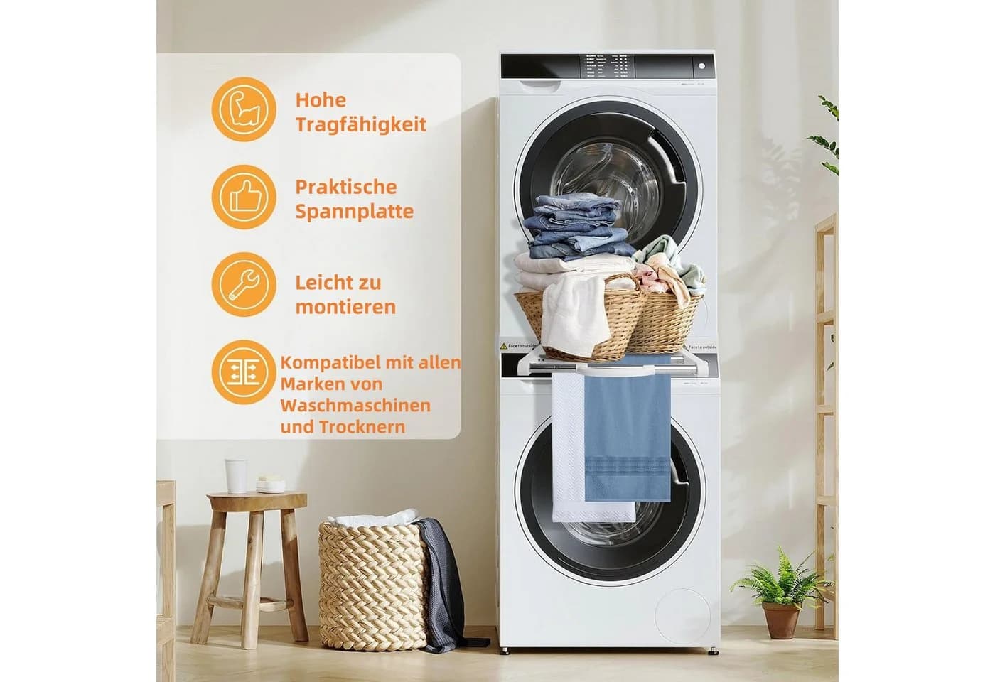 PFCTART Waschmaschinenuntergestell Universal Waschmaschinen Trockner Anschlussgestell Stapelgestell - Bild 3