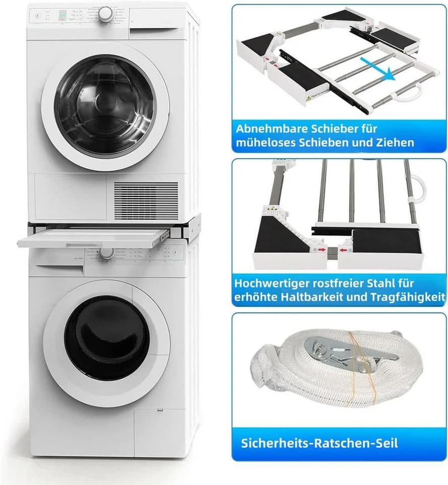 PFCTART Waschmaschinenuntergestell Universal Waschmaschinen Trockner Anschlussgestell Stapelgestell - Bild 5