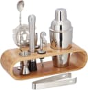 Rhein Beleuchtung Cocktail-Set 10-teilig mit Bambus-Ständer Edelstahl Silber Bild 2
