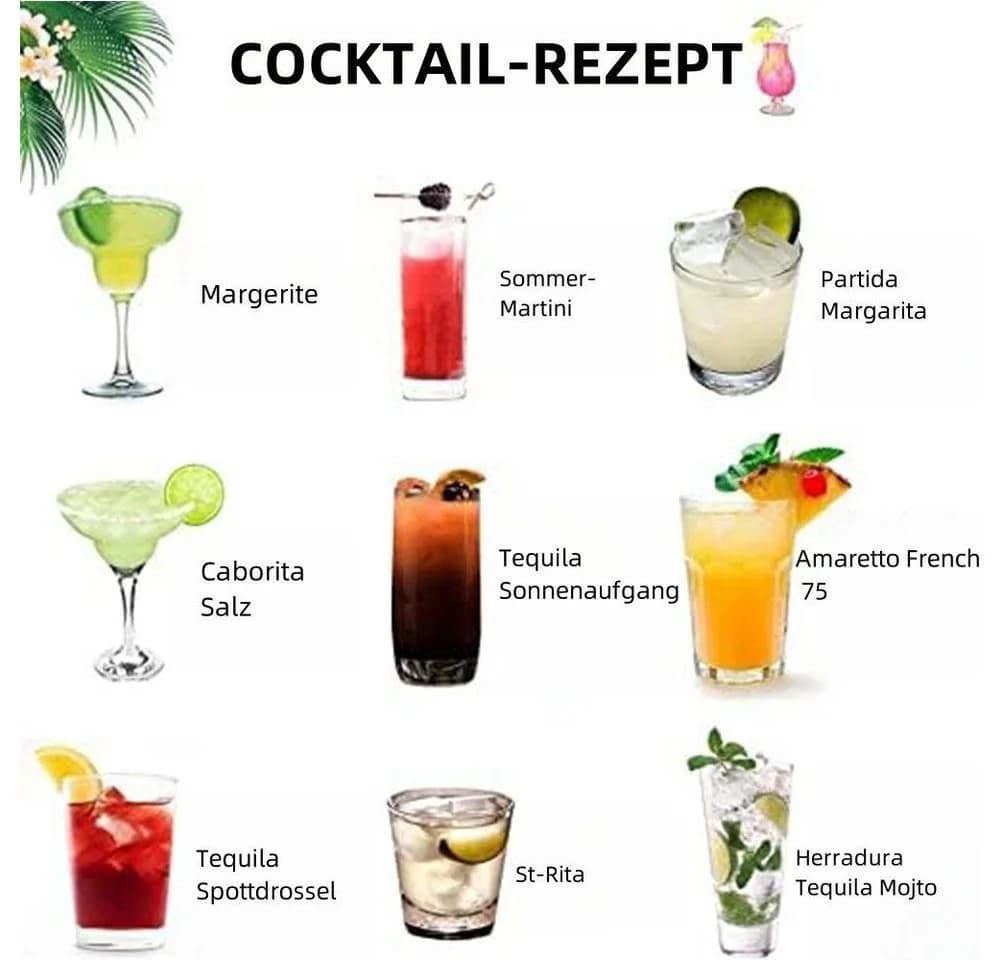 Rhein Beleuchtung Cocktail-Set 10-teilig mit Bambus-Ständer Edelstahl Silber - Bild 4