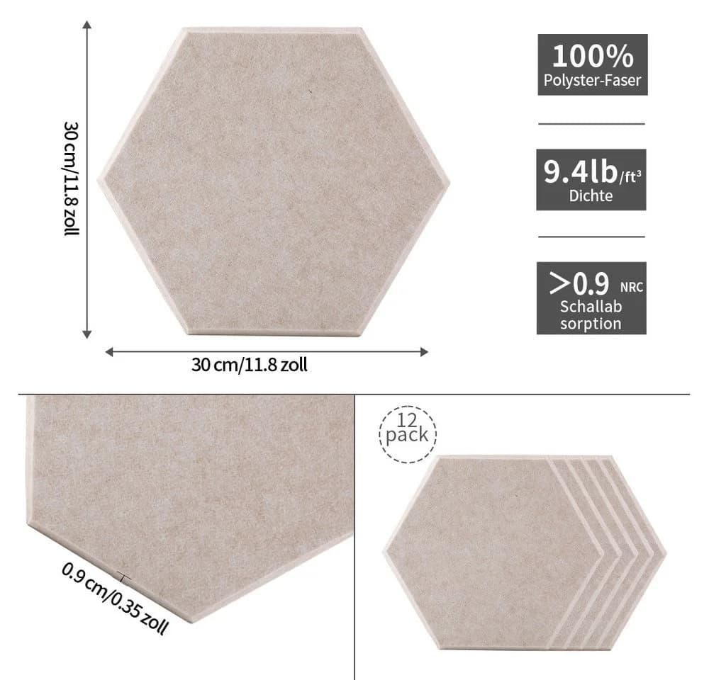 GLIESE Akustikplatte 12er-Pack Selbstklebend Beige