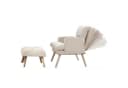 PFCTART Relaxsessel mit Hocker 2-teilig Beige Baumwoll-Leinen Bild 2