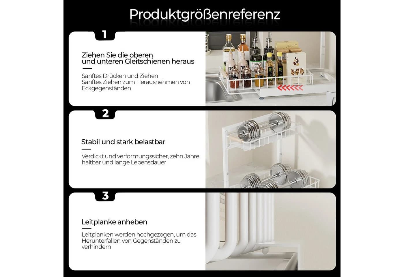 Rhein Beleuchtung Küchenorganizer L-Design Weiß 2-stufig - Bild 3