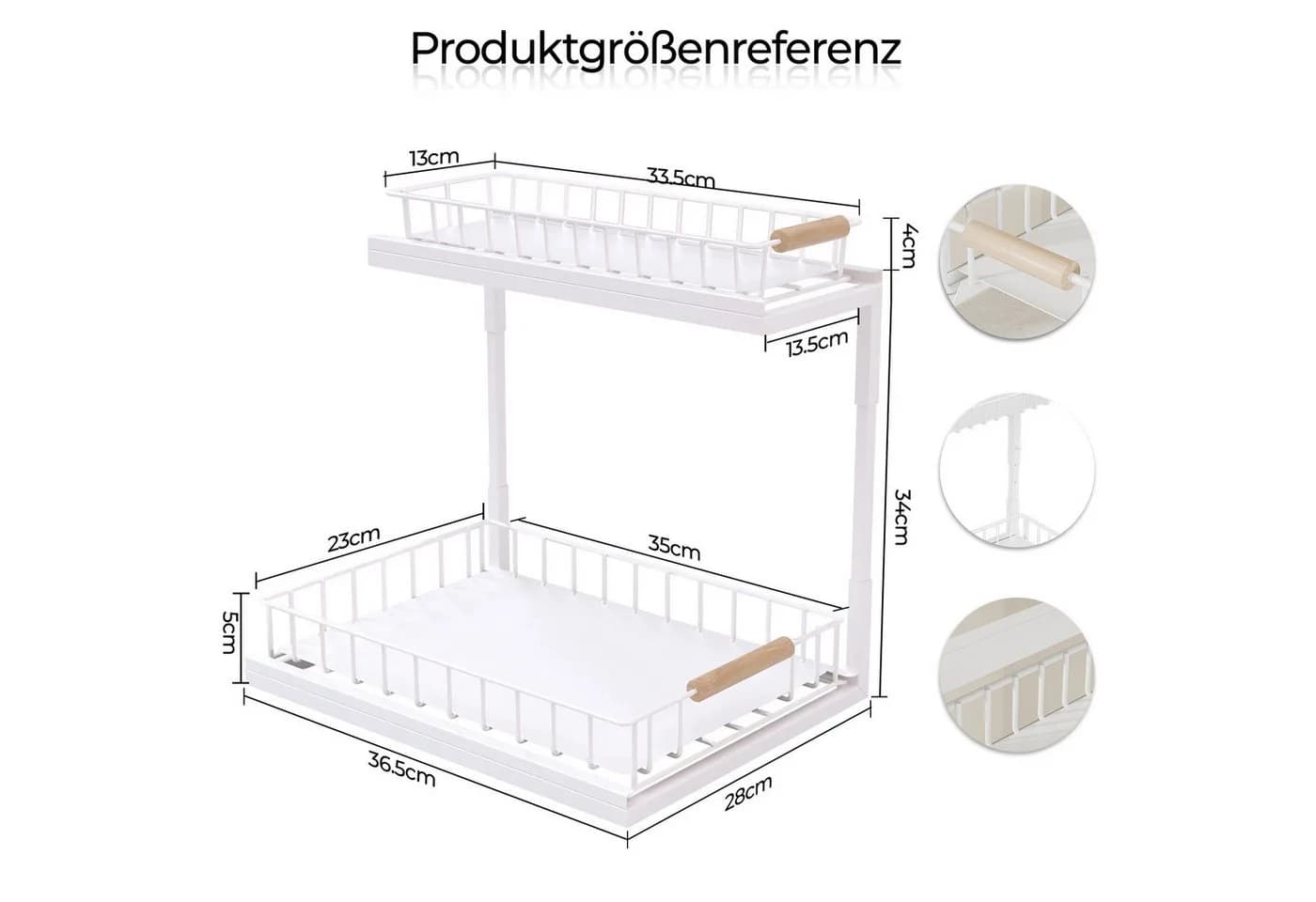 Rhein Beleuchtung Küchenorganizer L-Design Weiß 2-stufig - Bild 5