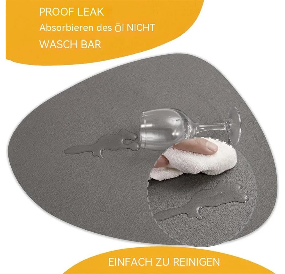 GLIESE Tischsets und Untersetzer Grau-Gelb 4er-Set Kunstleder - Bild 4