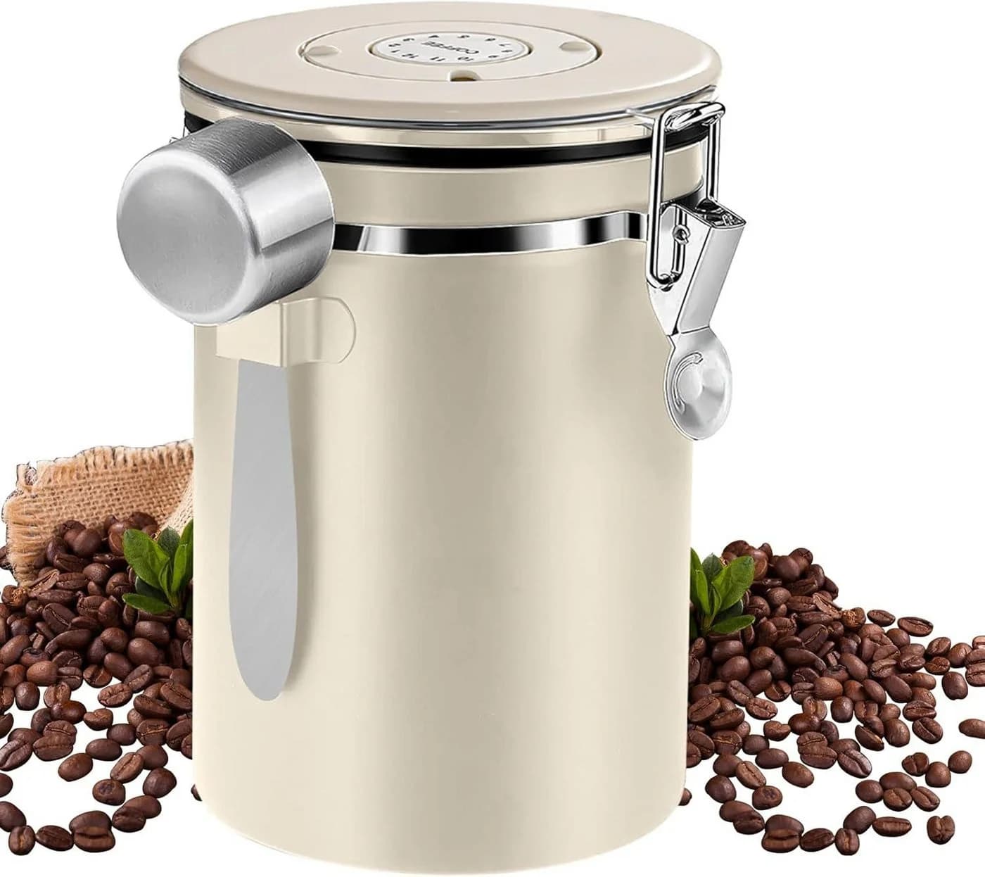 GLIESE Kaffeedose 1,8L Weiß Luftdicht mit Datumsrad & Ventil - Bild 2