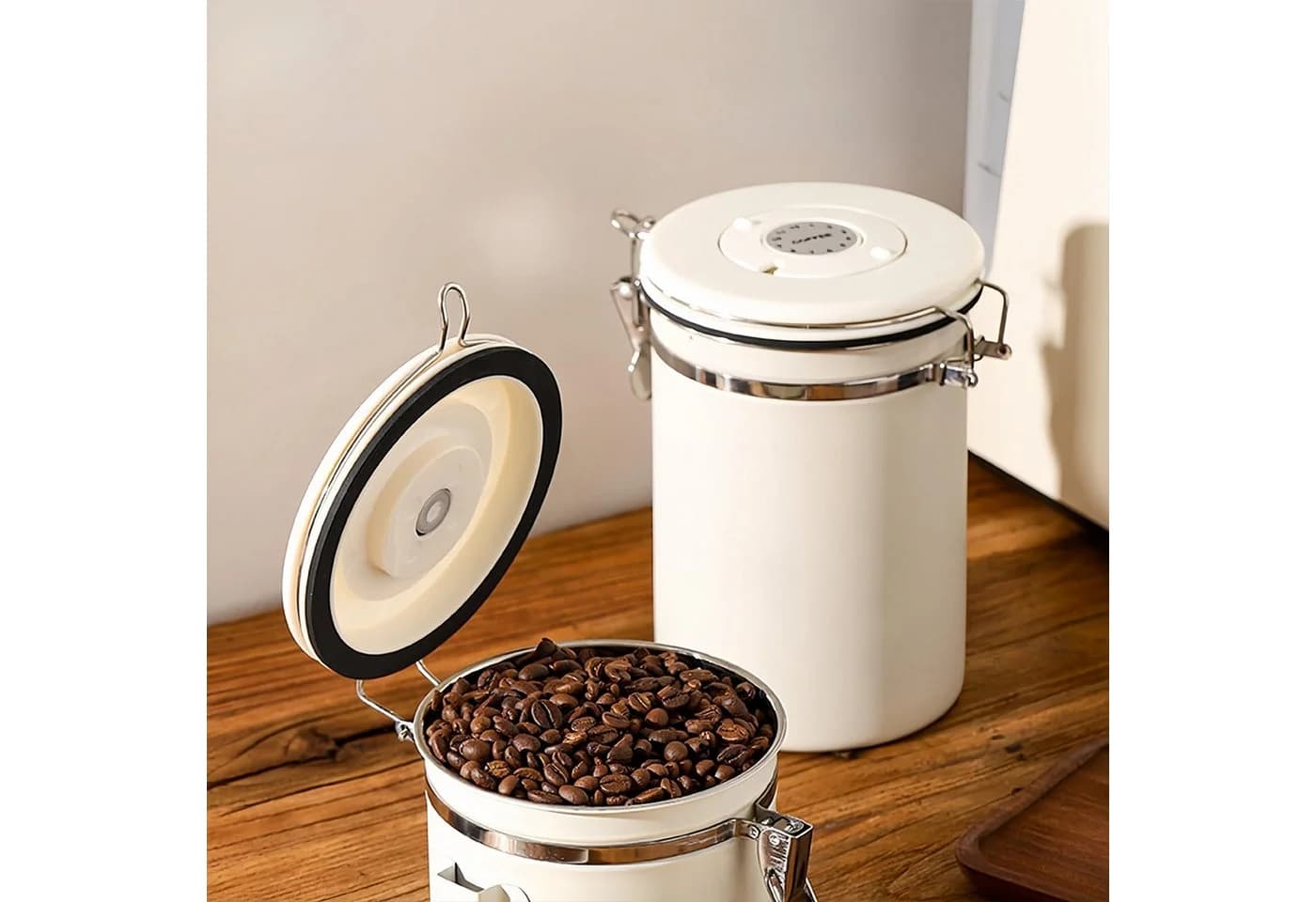 GLIESE Kaffeedose 1,8L Weiß Luftdicht mit Datumsrad & Ventil - Bild 3