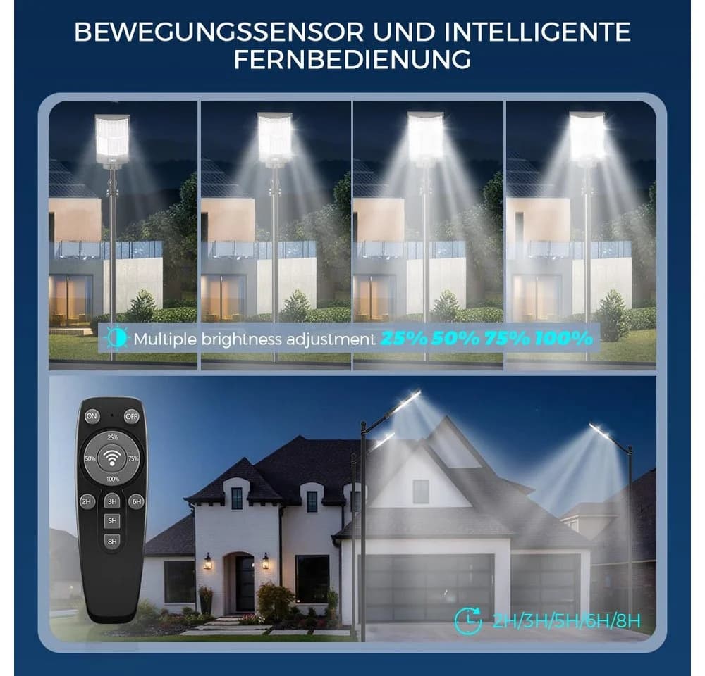 GLIESE LED Solarleuchte 2000W mit Bewegungssensor und Fernbedienung - Bild 3