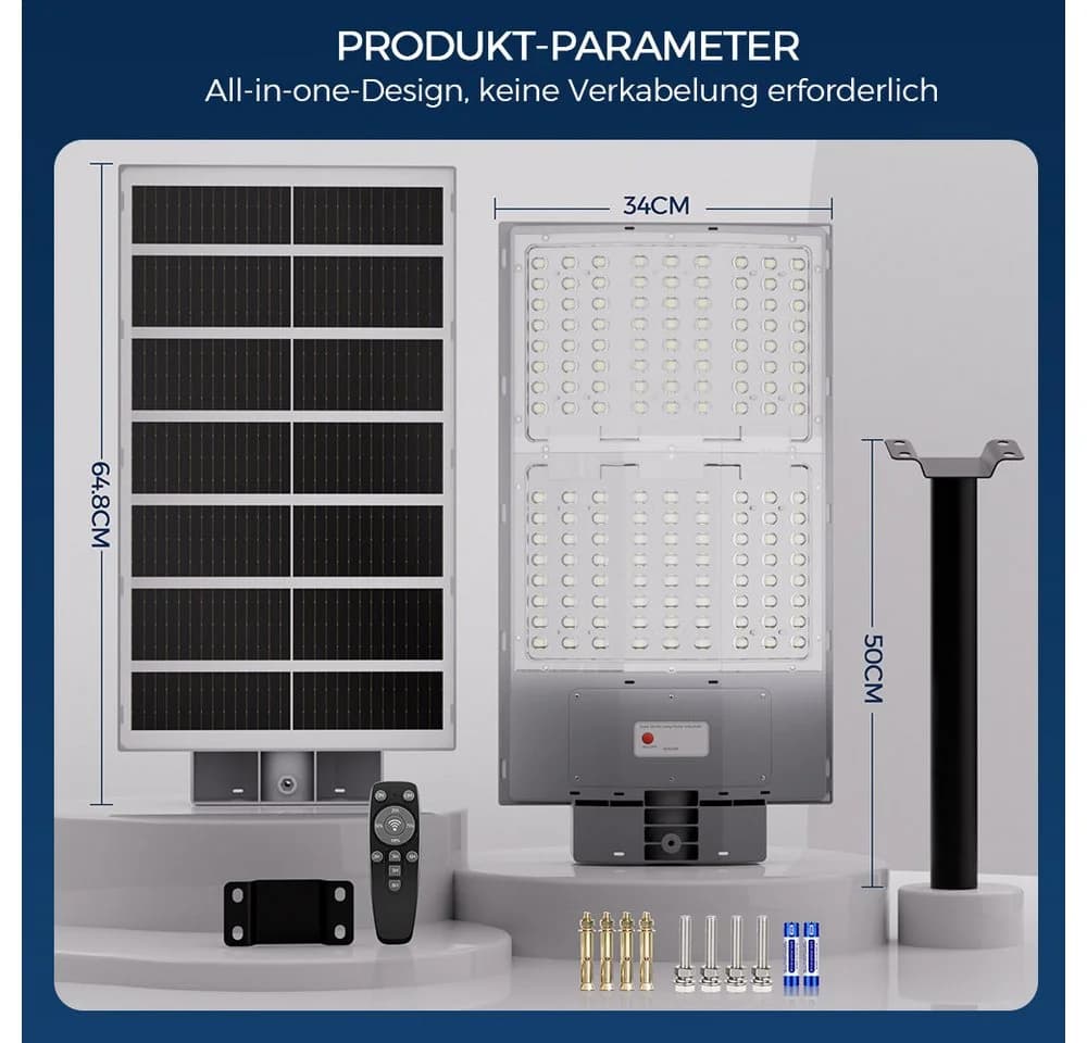 GLIESE LED Solarleuchte 2000W mit Bewegungssensor und Fernbedienung - Bild 4