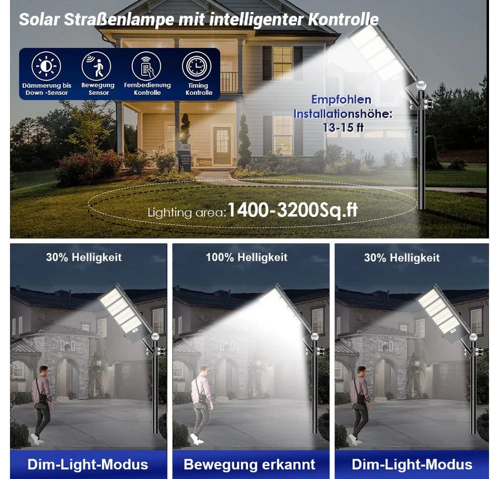 Rhein Beleuchtung LED Solarleuchte 2000W Solarlampen für Außen - Bild 4