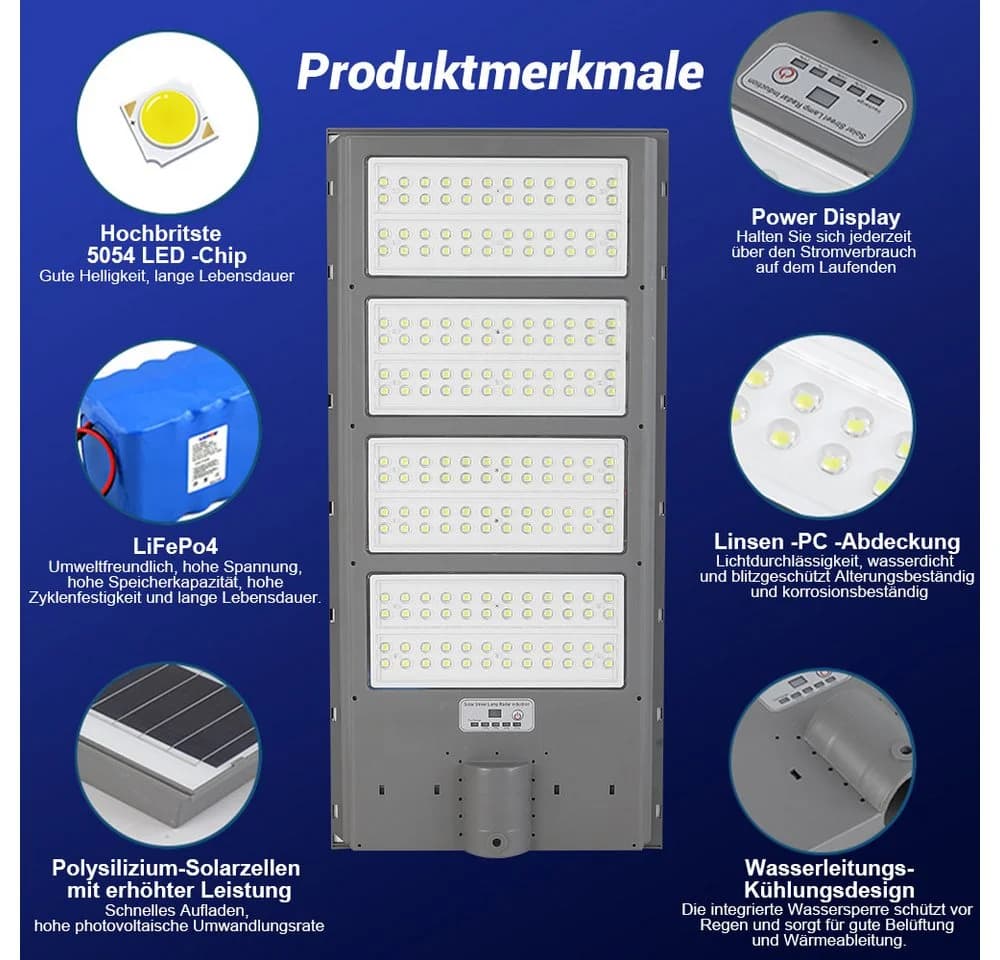 Rhein Beleuchtung LED Solarleuchte 2000W Solarlampen für Außen - Bild 5