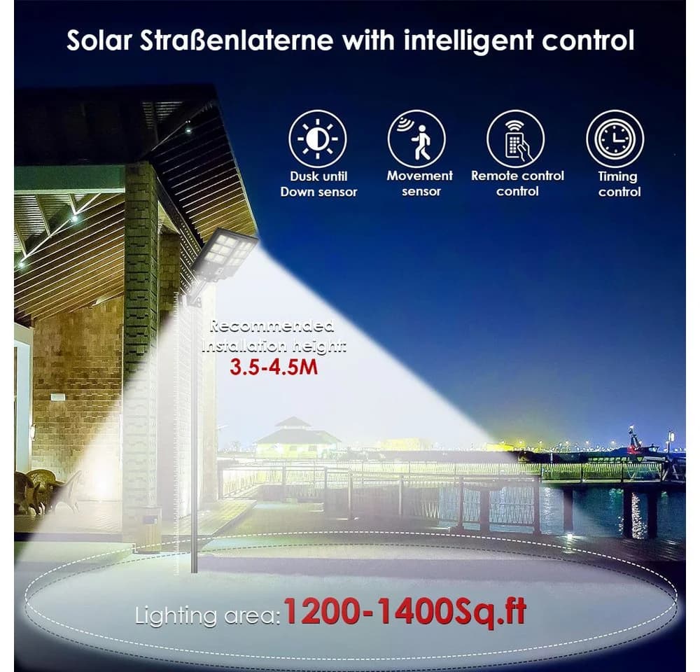 Rhein Beleuchtung LED Solarleuchte Außen mit Bewegungsmelder & Fernbedienung