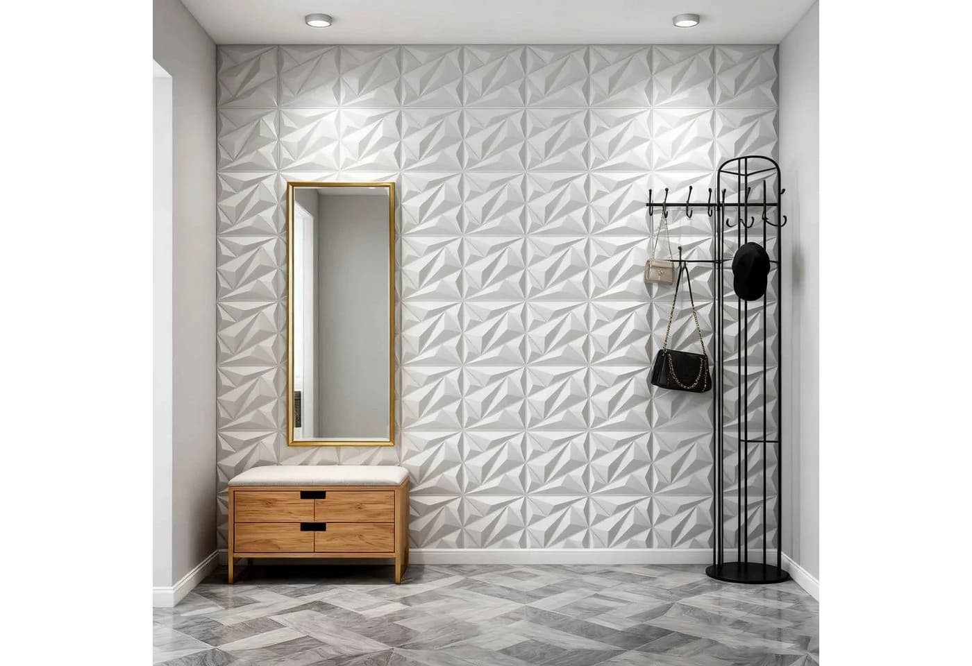 PFCTART 3D Wandpaneel Diamant Design PVC Weiß - Bild 5