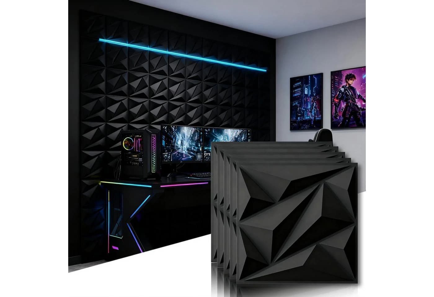 PFCTART 3D Wandpaneel Diamant Design PVC 30x30 cm - Bild 2