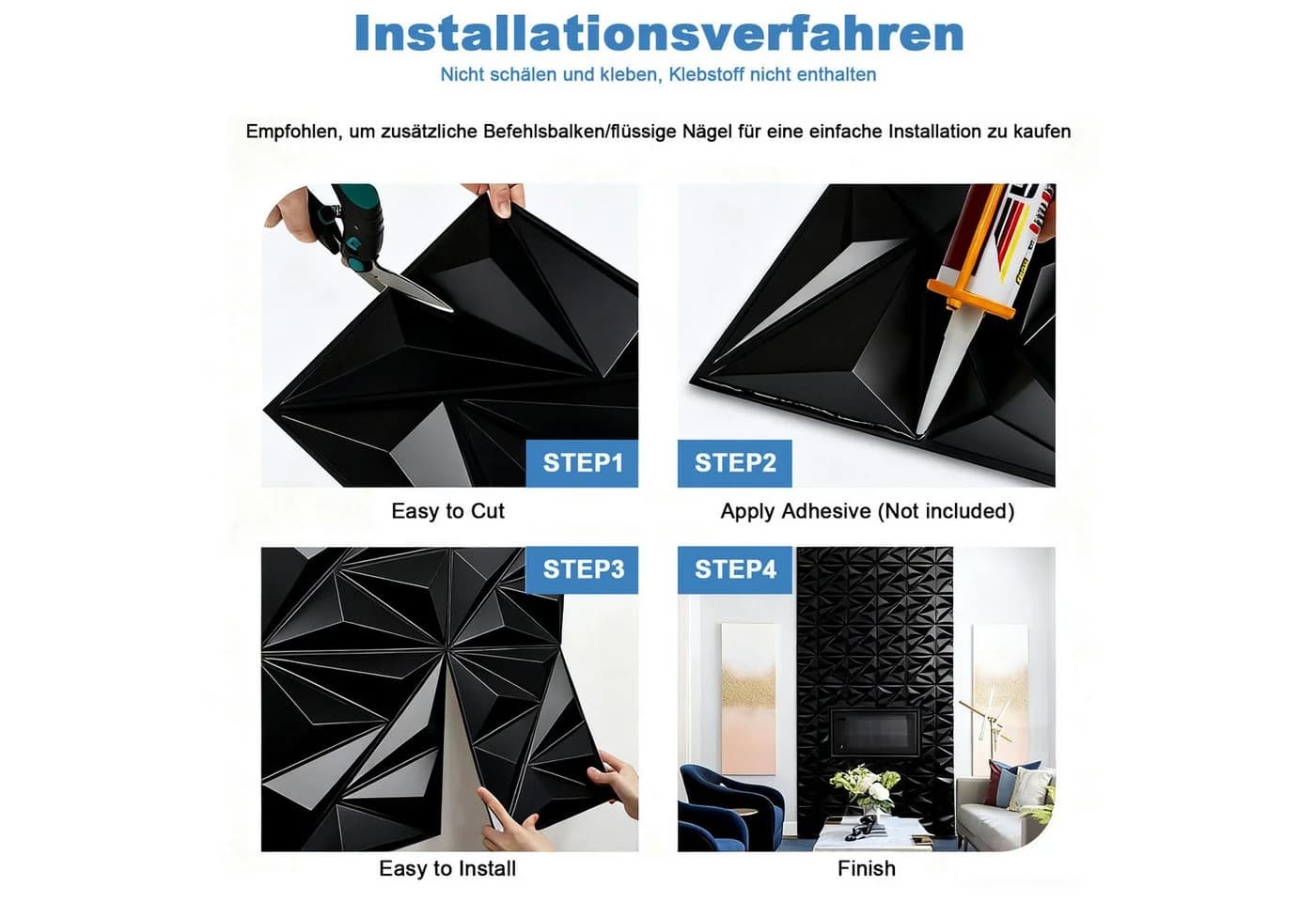 PFCTART 3D Wandpaneel Diamant Design PVC 30x30 cm - Bild 4
