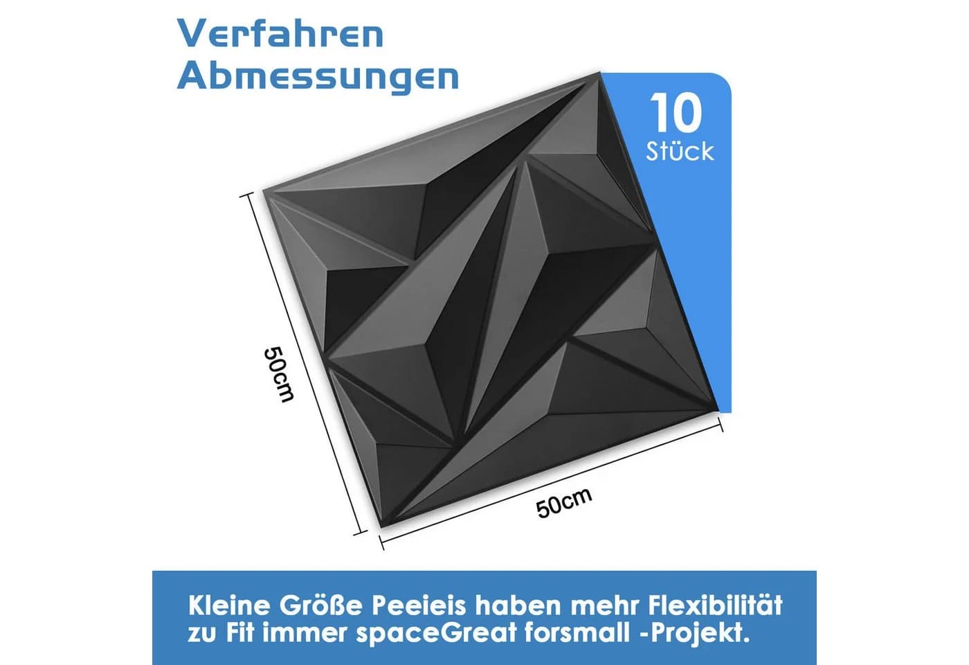 PFCTART 3D Wandpaneel Diamant Design Schwarz/Weiß PVC - Bild 3