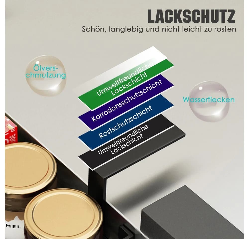 PFCTART Küchenorganizer-Set Hängeregal Küchenregal für Kühlschrank 3-lagig Metall - Bild 3