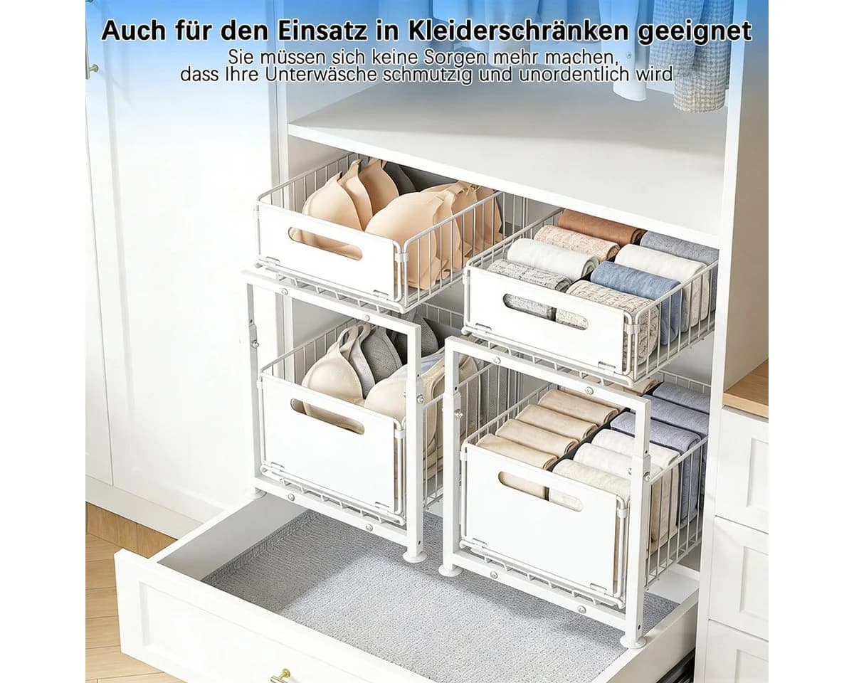 PFCTART Küchenorganizer-Set Metall Organizer für Küchenschrank – 2 Ebenen, Unterspüle, Höhenverstellbar & stabil
