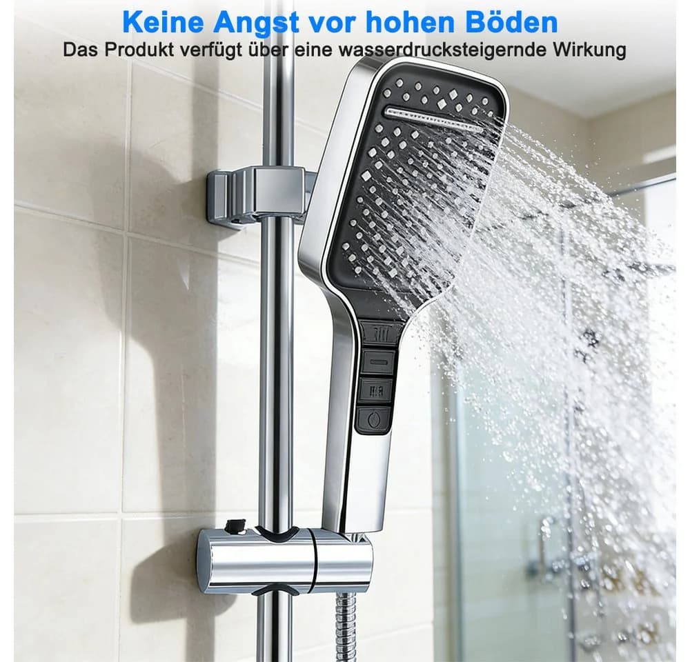 PFCTART Handbrause Hochdruck-Duschkopf mit sieben Sprühmodi Silber - Bild 5