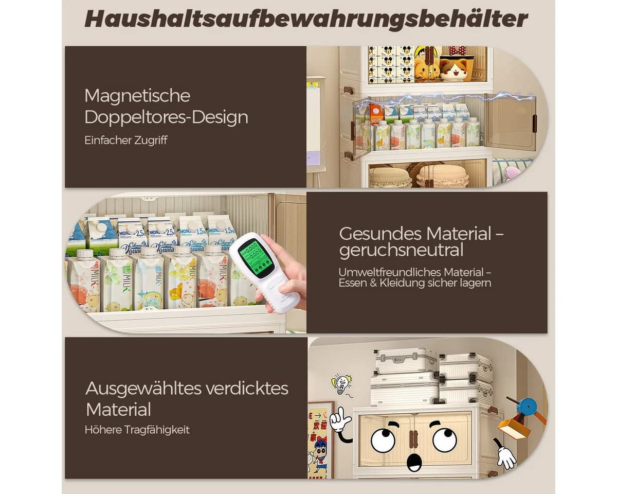 PFCTART Aufbewahrungsbox Faltbar mit Deckel & Rollen Transparent - Bild 3