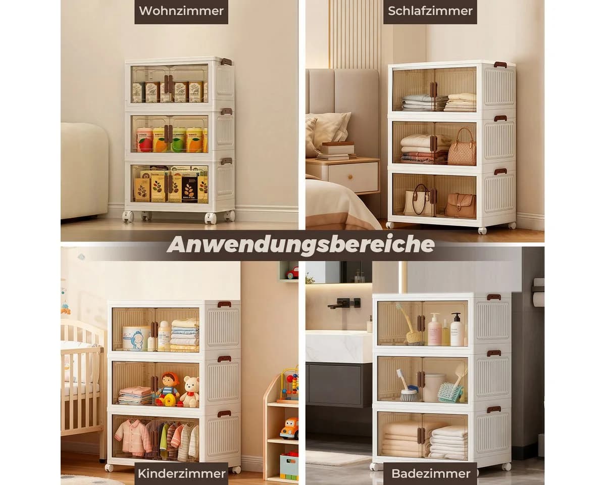 PFCTART Aufbewahrungsbox Faltbar mit Deckel & Rollen Transparent - Bild 4