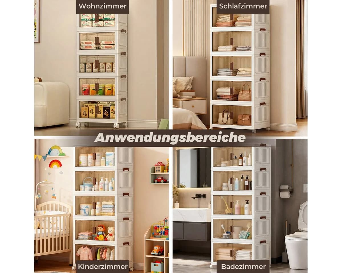 PFCTART Faltbarer Aufbewahrungsschrank Transparent mit Rollen - Bild 5