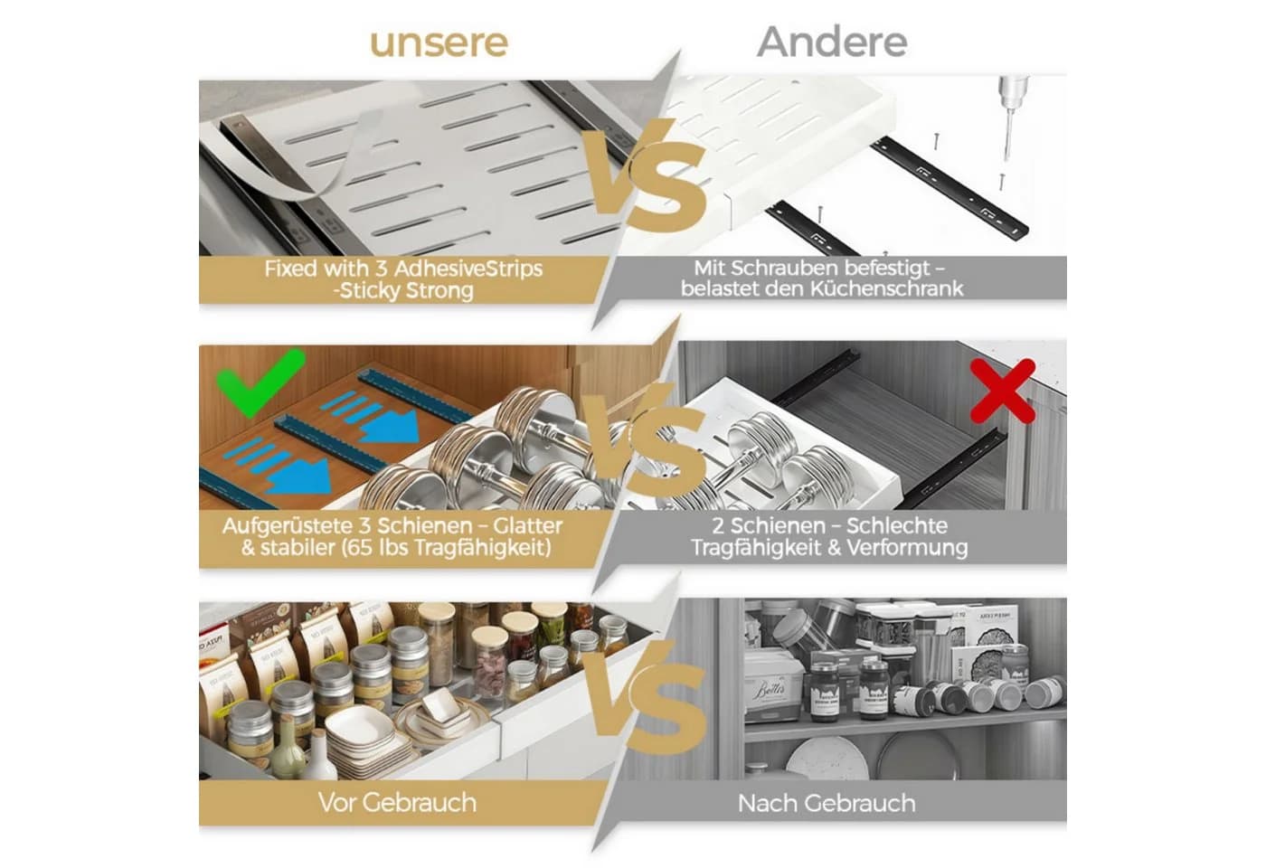 PFCTART Küchenorganizer-Set Teleskopschublade Kohlenstoffstahl - Bild 3