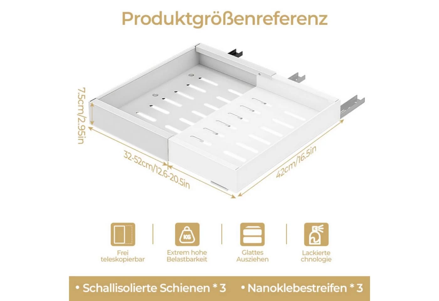 PFCTART Küchenorganizer-Set Teleskopschublade Kohlenstoffstahl - Bild 5