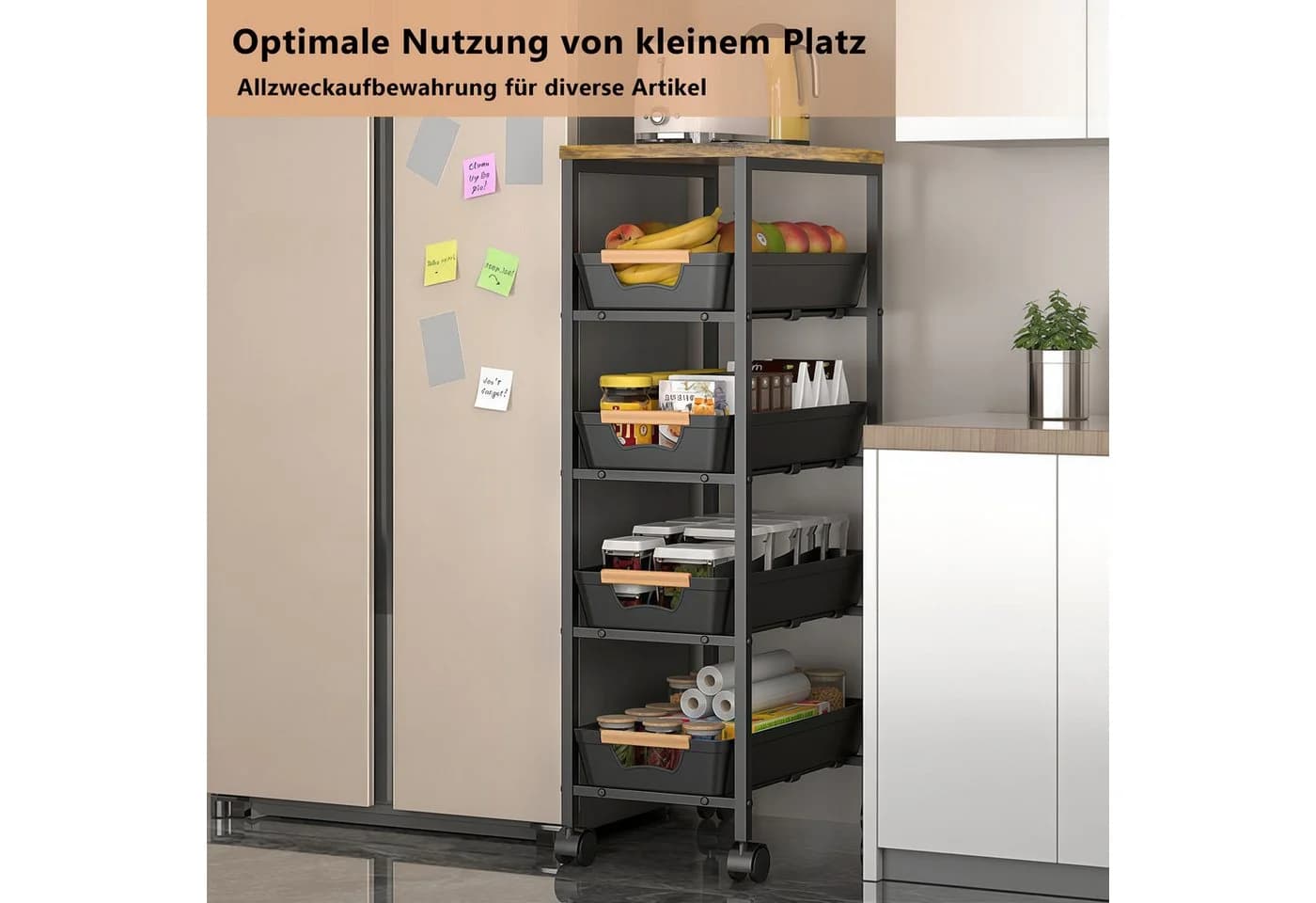 PFCTART Küchenwagen Schmaler Küchenwagen mit Schubladen & Körben - Bild 5