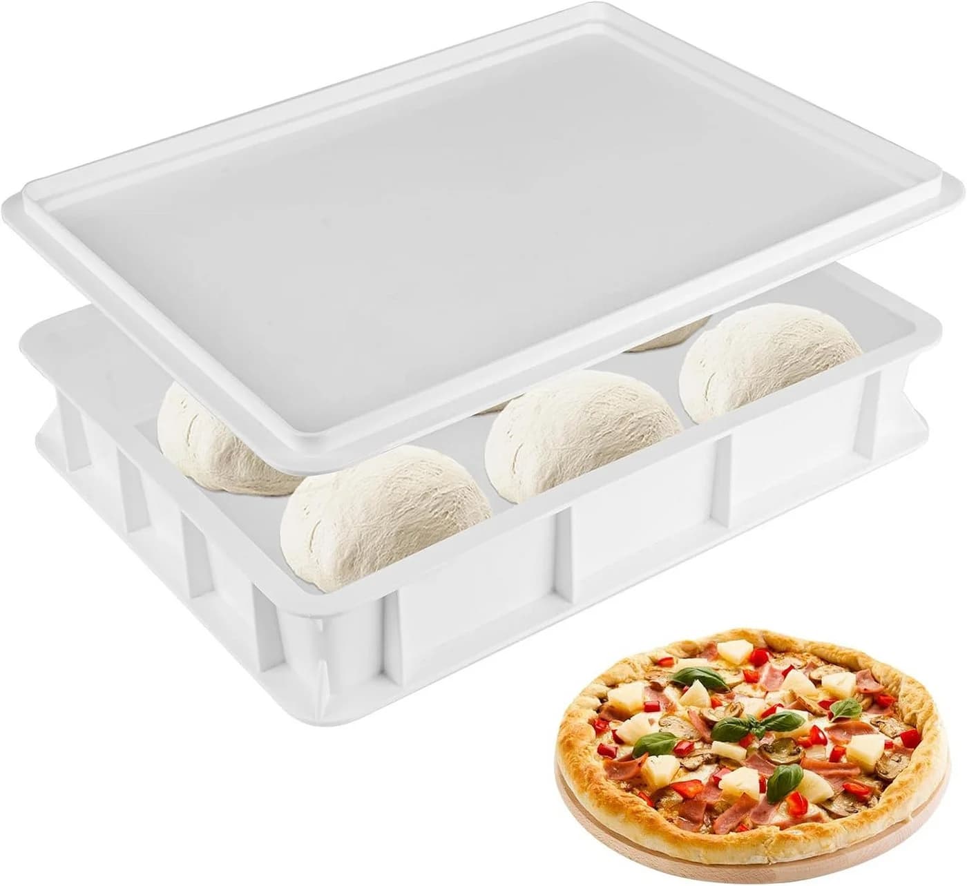 PFCTART Pizzaballenbox Weiß Stapelbar Lebensmittelecht - Bild 2